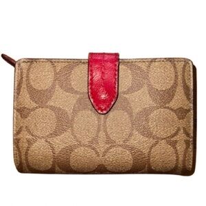 Designer Tan and Red Wallet, C o a c h!​​
